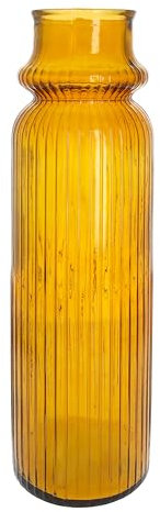 KEYHOMESTORE | Grand vase en verre rayé, décoratif pour maison et décoration (15x45cm) - Jaune