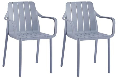 VORTIVO Gartenstühle 2er Set stapelbar - Hochwertige Outdoor-Stühle in Grau, wetterfest, UV-beständig, bis 200 kg – für Balkon, Terrasse & Esszimmer