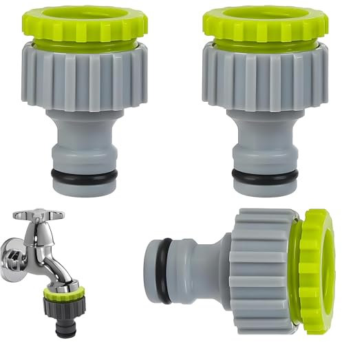 Wasserhahn Adapter Gartenschlauch für Gardena Hahnverbinder – 3 Stück 2-in-1 Kupplung Gartenschlauch Verbindungen, Schlauchverbinder Anschluss Set 1/2 Zoll 3/4 Zoll, für Verbinder Wasserschlauch