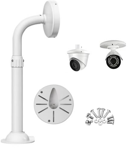 CTXSumTec J-Shaped Dome Camera Mount, 11.8-23.6 Telescopic Adjustable Bracket, Heavy-Duty Aluminum Alloy Wall/Ceiling Mount for Indoor/Outdoor CCTV Security Cameras,Holder Compatible with Hik/Dahua