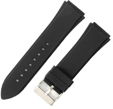 XTVKFWJAB Silikon-Uhrenarmband, kompatibel mit Guess W0040g3 W0040g5 W0247g3, langlebig, wasserdicht, 25 x 22 mm, ersetzt spezielle konvexe Schnittstelle, Gummiuhr(Black-Steel-K6)