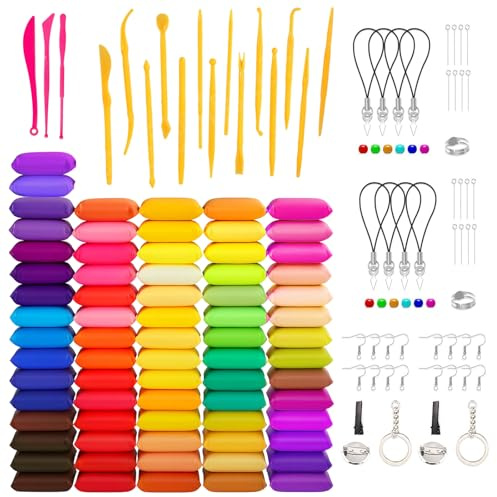 LEIIERUY Kit de Pâte Polymère pour Enfants et Artistes - 72 Couleurs, Kit Complet avec Outils et Accessoires - Idéal pour Créations Artistiques, Facile à Utiliser et Non Toxique