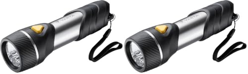 VARTA Taschenlampe mit 14 LEDs inkl. 2x D Batterien, Day Light Multi LED F30 Leuchte, Taschenleuchte mit Anhänger, Lampe ideal für Haushalt, Angeln, Garage, Notfall, Stromausfall, Outdoor