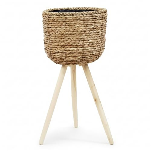 Syglawnd Soporte para Plantas de Mimbre, Soporte para Plantas de ratán, macetero de Mimbre con Patas para de Interior, Decorativo para Sala de Estar, balcón, decoración del hogar del Dormitorio