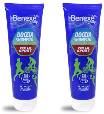 Benexè Doccia Shampoo - per lo Sport - con Ossigeno Attivo - Fonte di Energia quotidiana - rinfrescante - tonificante - 100% Formulazione Green - 2x250ml