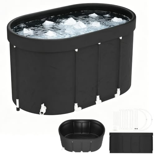 LZQ Bañera plegable para baño de hielo, 115 x 68 x 65 cm, piscina fría móvil para casa y jardín, bañera de hielo hinchable de 512 L, bañera de PVC para agua fría, piscina para regeneración, deporte y