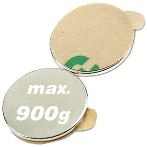 20 x Scheibenmagnet selbstklebend 3M - Ø 15 x 1mm - Neodym N35 (NdFeB) vernickelt - Haftkraft 0,9 kg - 20 Stück - starke selbstklebende Magnete (Klebemagnete) für Industrie und Zuhause