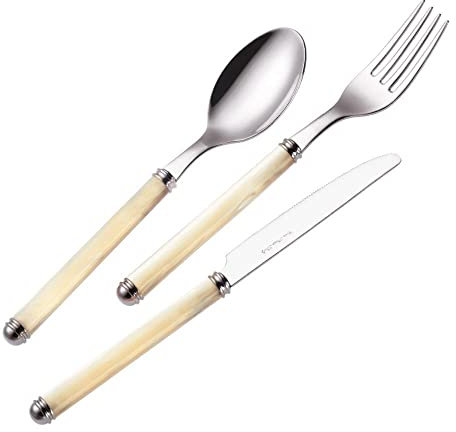 Servizio Set di Posate 24 pezzi in Acciaio Inox Eme Linea Perlato Bordeaux 8