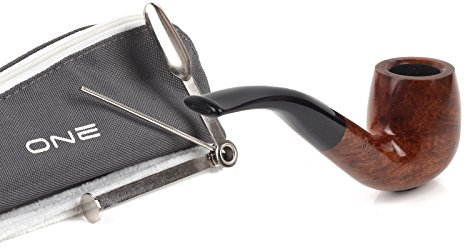 Pipa Savinelli One Starter Kit (601, 6mm) con accessori - Modello Billiard - Finissaggio Liscio naturale in radica