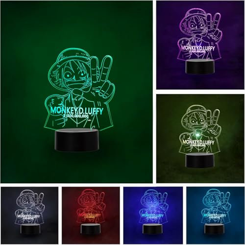 ED-Lampe One Piece Luffy Cartel, mit Farbwechsel, USB-Anschluss, Nachtlicht
