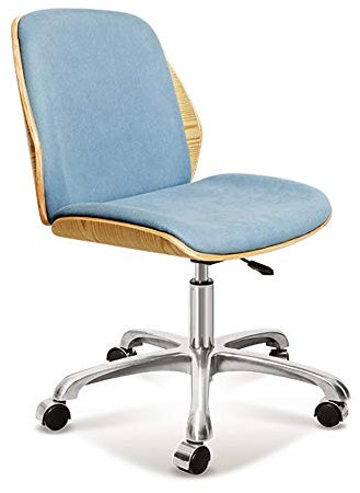 Drehbarer Drehsessel Aus Massivem Holz, 360 ° -Drehung Computer-Stuhl Zum Heben Von Studien Ohne Armlehnen Nordic Cloth Bürostuhl Arbeitsstuhl (Farbe : Grau Blau)