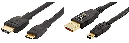 Amazon Basics High-Speed Mini-HDMI to HDMI Cable - 1.8 m / 6 Feet (Latest Standard) & USB 2.0 A-Male to Mini-B Cable - 3 feet (0.9 Meters)