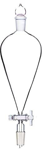 DADAKEWIN 250ml Glastrenntrichter Birnen-Form Mit Gelenk 24/40 PTFE-Hahn & Glasstopfen Hitzebeständige Lab Funnel Lab Glassware- 1 Stück (Size : 250ml)