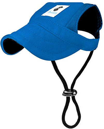 Pawaboo Hunde Baseballmütze, Basecap Verstellbar Sonnenschutz Hut Hundecap mit Ohrlöchern für Welpen Haustier, M, Blau