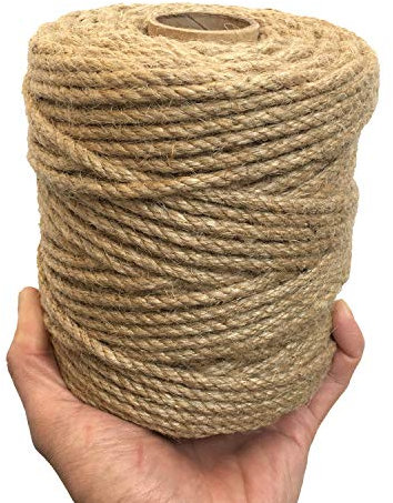 ILIKEEC Cuerda de Yute de 5 mm, Cuerda de Yute Natural Trenzada de 328 pies, Cuerda Resistente y Gruesa para Obras de Arte de Bricolaje, agrupación, decoración del hogar, Aplicaciones de jardinería
