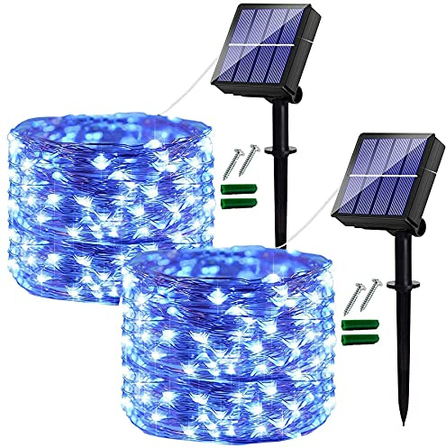Ligarko Solar Fairy Lights, 2Pack Total 240 LED/24M Solar Garden Lights. | Solar Lights Outdoor Waterproof 8 Modes Decorative String Lights for Garden, Patio, Festival, Party (Blue)