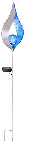 etc-shop Solarlampen für Außen Gartendeko Solarleuchte Solar Lampe Outdoor, blauer Lichteffekt Tropfen Form mit Glaskugel, 1x LED, Garten