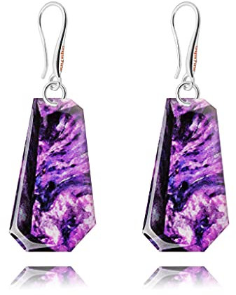 Pendientes Colgantes Elegantes Geométrico Inspiración en Piedras Semipreciosas; Joyería para Mujer (Estilo 18 - Lila Violeta)