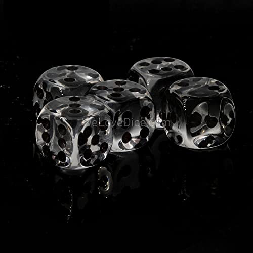 XL Würfel (20mm) in glasklar transparent/Schwarze Punkte - Made in Germany - WeLoveBeads - 5 Stück