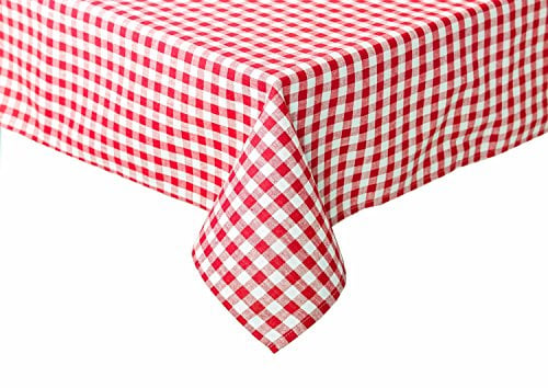 texpot Landhaus Tischdecke 500 x 140 cm rot-weiß kariert 5 mm Karo Bauernkaro 100% Baumwolle