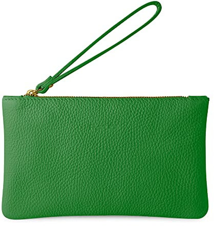 Parubi, Pochette Donna a Mano, In Vera Pelle Morbida, Made in Italy, Modello Aura, Borsetta Piccola Clutch con Laccetto da Polso Per Donna Ragazza Elegante, Verde Bottiglia