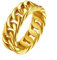 FindChic Herren Ring Edelstahl Kubanischer Kettenring 7,0mm breit Damen Gothic Fingerring Hip Hop Männerringe Vergoldet 13