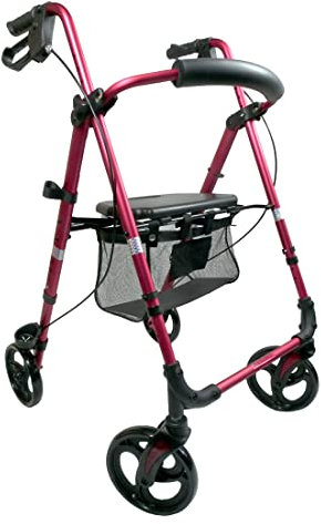 FabaCare Leichtgewichtrollator Actimo Light, faltbarer Rollator, Gehhilfe für Senioren, mit FabaCare Sicherheitsreflektoren, Rot