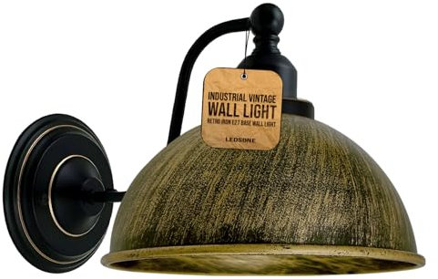LEDSone Industrielle Wandleuchte Vintage Retro Eisen Lampenschirm E27 Deckenleuchte Wandlampe Innenbeleuchtung für Küche Esszimmer Schlafzimmer Restaurant Bar (Gebürstetes Messing)