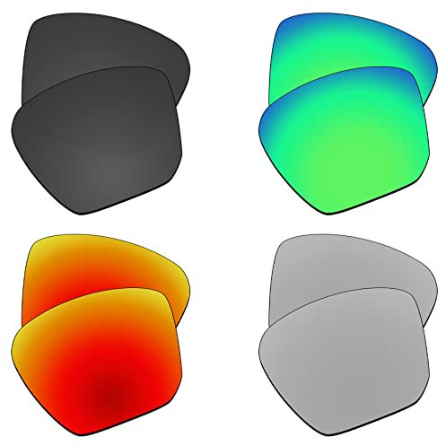 EZReplace Lentes de repuesto para gafas de sol Oakley Targetline OO9397 (lentes polarizadas), se adapta al marco Oakley Targetline (negro carbón, verde primavera, rojo fuego, plateado metálico), Negro