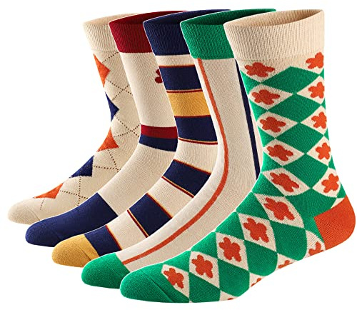 Ueither Chaussettes Fantaisie Homme Coton Peigné Confortable et Respirante Socks Socquettes
