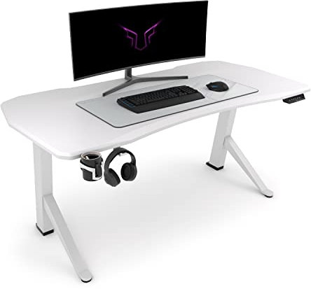 Ultimate Setup® Gaming Tisch höhenverstellbar elektrisch weiß, Gamer Tisch, Gaming Schreibtisch, Gaming Desk, Gaming Tisch 180x80 cm, Gaming Room
