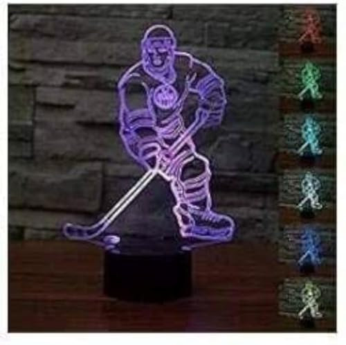 SUPERRUIDALONG 3D Spiel Eishockey Fernbedienung 16 Farben Nachtlichter Illusion Acryl LED Tisch Nachttischlampe Kinderzimmer Schreibtisch Dekoration Geburtstagsgeschenke Spielzeug für Kinder