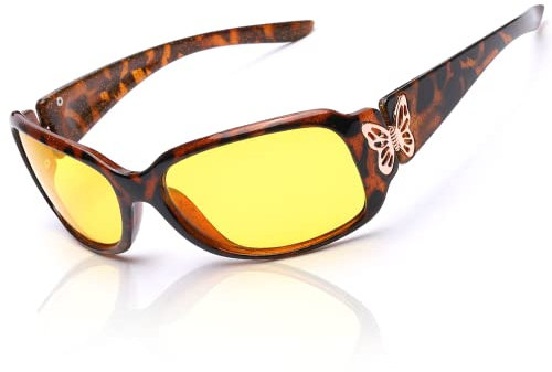 LVIOE Nachtsichtbrille Damen Gelbe Linse Polarisierte Nachtsichtbrille für Autofahrer Nachtfahrbrille