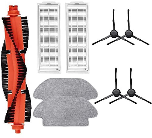 Anwor 9 Stück Zubehör für Xiaomi Mi Robot Vacuum S12, S10, Mop 2S Saugroboter, 1 Hauptbürste, 2 Hepa Filter, 2 Wischtücher, 4 Seitenbürsten Ersatzteile für Xiaomi Mi Robot Vacuum Mop Pro