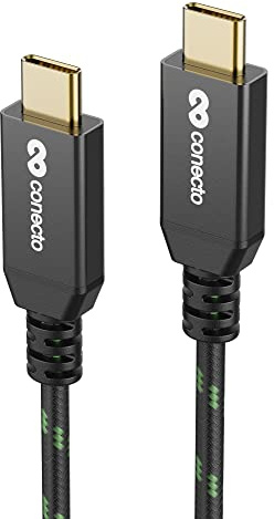 conecto USB-C auf USB-C Daten- und Ladekabel - USB 3.2 Gen 2x1, 100W PD - schwarz/grün - 0,50m