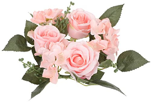 BESTonZON Kerzenringe Für Die Hochzeit, Rosa Hochzeitskerzenring Ostern Kerzenringe Rose Eukalyptus Kerzenkranz Frühlingskranz Osterkranz Kerzen Kranz Ringe Hochzeit Rosa Hochzeitskranzdekoration