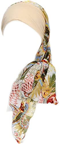 Gragengs Kopfbedeckung für Damen Schlaf Beanie Kopftuch für kahle Wickel Krebs Hüte Turban,Creme Paisley