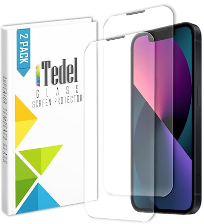 iTedel 2 Pack iPhone 13 Mini Screen Protector Full Coverage Screen Saver Easy Installation Tempered Glass Anti Scratch, Anti Fingerprint, and Speaker Dust Protection