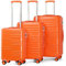 British Traveller Reisekoffer Set Handgepäck Koffer Hartschalenkoffer ABS+PC mit 8 Spinnerräder Rollkoffer mit TSA-Schloss Koffer Trolleys Neu Orange