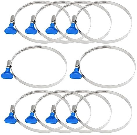 10pcs Stainless Steel Hose Clamps 70-90mm (2-3/4 to 3-1/2) Clamps 201 Stainless Steel Butterfly Handle Card 9mm width 0.6mm Thickness for Pipeline Auto