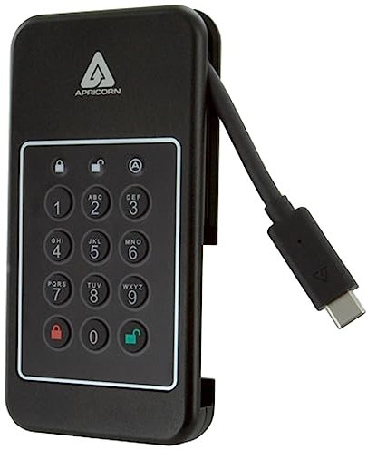 Apricorn 2 TB Aegis NVX Ultra High Speed NVMe 10 Gbit/s USB Typ C Hardware-verschlüsseltes Laufwerk (ANVX-2 TB)