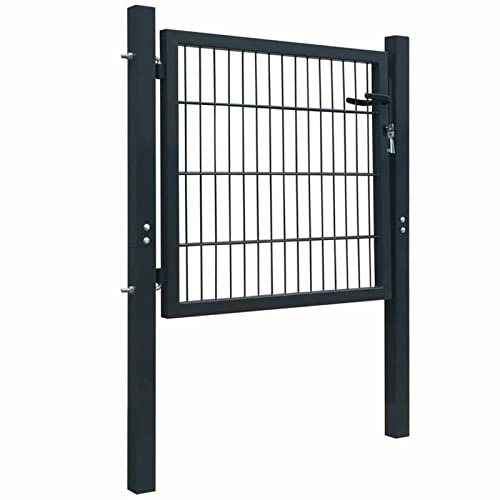Homgoday Porte de clôture - Porte de jardin - Porte de clôture - Porte de clôture - Portail de jardin - Portail d'entrée - Clôture de jardin - Avec 2 clés assorties - Anthracite - 105 x 150 cm