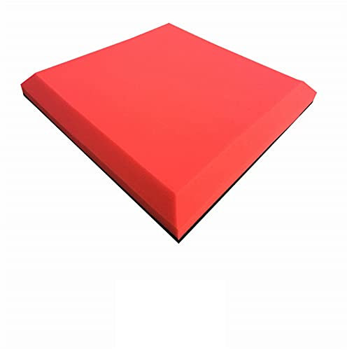 Akustikplatten für Wohnzimmer, feuerfester Schallschutzschaum, Selbstklebender geräuschunterdrückender Schaum (rot 50 x 50 x 6 cm)