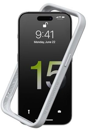 RHINOSHIELD Bumper Case Compatible with [iPhone 15 Pro] | CrashGuard - Shock Absorbent Slim Design Protective Cover 3.5M / 11ft Drop Protection - Platinum Gray