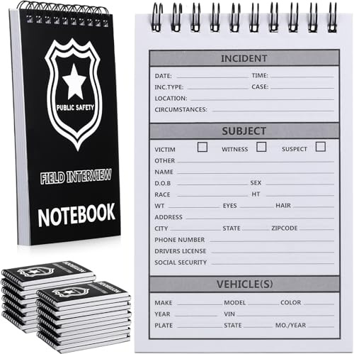 Teling 24 Stück Public Safety Police Field Interview Notebook Bericht Notizblock für Strafverfolgungsbeamte Geschenke Ticketbuch Notizbuch Cop Interview Ausrüstung Zubehör, 70 Blatt/140 Seiten