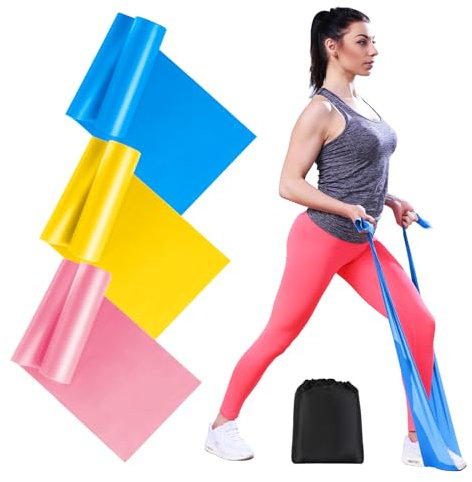 AiQInu Fitnessbänder 3er-Set, 2m Fitnessbänder Mit 3 Widerstandsstufen, Resistance Bands Trainingsband, Gymnastikband Für Muskelaufbau Pilates Yoga