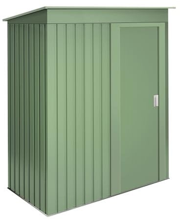 Wasabi - Armario Exterior Terraza 1,39m2 Neat Verde - Puerta Corredera - Techo Inclinado - 162x86x181cm - Caseta Jardín Resistente - Cobertizo Almacenamiento