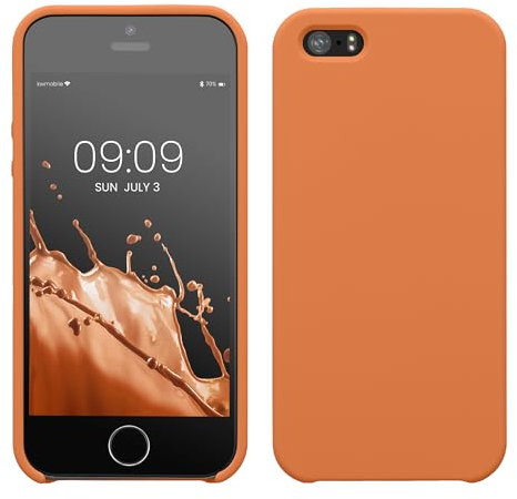 kwmobile Cover per Apple iPhone SE (1.Gen 2016) / iPhone 5 / iPhone 5S Custodia - Back Case per Smartphone in Silicone TPU - Protezione Gommata - albicocca calda