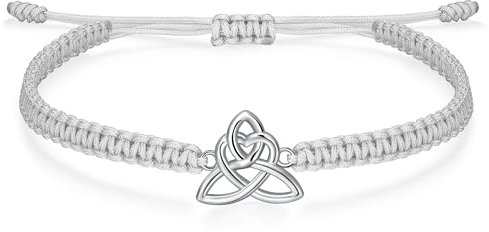 J.Endéar Armband Keltischer Knoten für Damen, Silber 925 Schmuck Amulett für Junges Mädchen, Glück Kordel Grau Armband Handgefertigt für Frauen