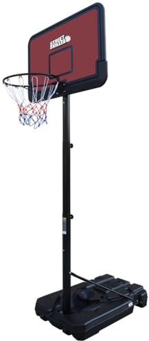 STREETSKILLER höhenverstellbare Korbanlage Outdoor beweglicher Basketballkorb mit Ständer 2,00-3,05 Meter - Kunststoff/Stahl - Basketballanlage für Erwachsene Kinder (Rot/Schwarz)